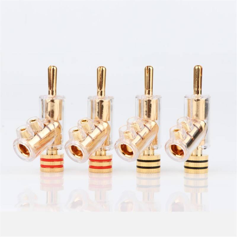 YUEKOPOU Bananen-Lautsprecher-Stecker, Bananen-Kab High Performance 24K Gold Plated Audio Banana Connectors 45Dgree Locking Banana von YUEKOPOU