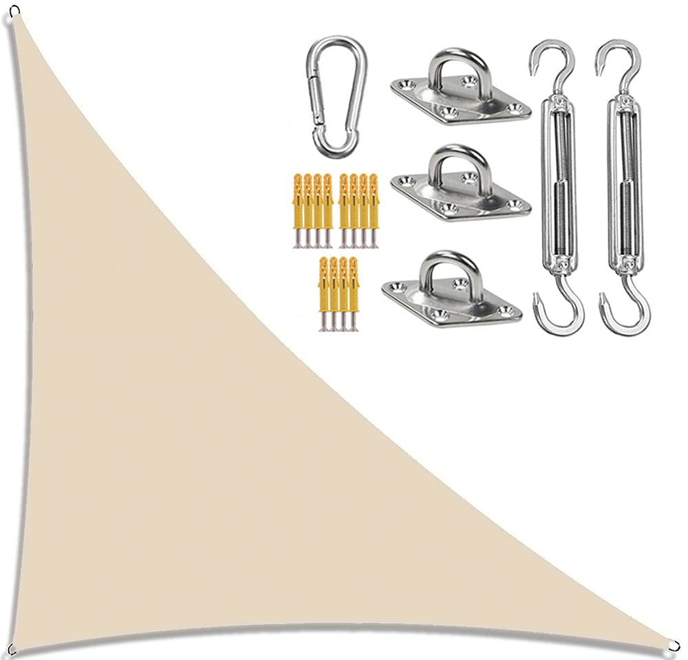 YUEKOPOU Gartensegel, Sonnensegel mit Seil, Garten-Segeldach, dreieckiger Sonnensegel-Schatten mit Befestigungssatz, rechtwinklige Garten-Schattensegel, Sonnenschutz-Markisen, von YUEKOPOU