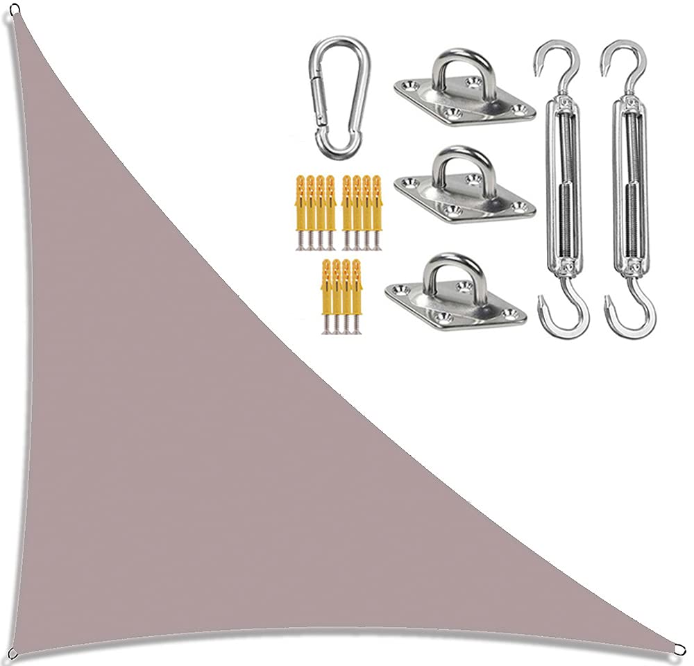 YUEKOPOU Gartensegel, Sonnensegel mit Seil, Garten-Segeldach, dreieckiger Sonnensegel-Schatten mit Befestigungssatz, rechtwinklige Garten-Schattensegel, Sonnenschutz-Markisen, von YUEKOPOU