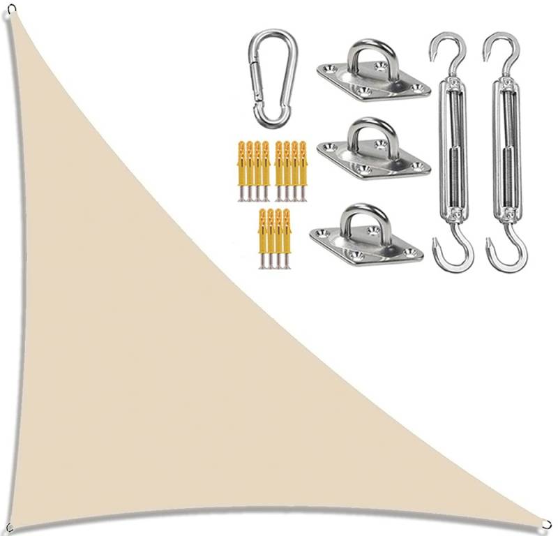 YUEKOPOU Gartensegel, Sonnensegel mit Seil, Garten-Segeldach, dreieckiger Sonnensegel-Schatten mit Befestigungssatz, rechtwinklige Garten-Schattensegel, Sonnenschutz-Markisen, von YUEKOPOU