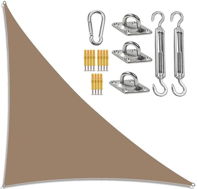 YUEKOPOU Gartensegel, Sonnensegel mit Seil, Garten-Segeldach, dreieckiger Sonnensegel-Schatten mit Befestigungssatz, rechtwinklige Garten-Schattensegel, Sonnenschutz-Markisen von YUEKOPOU