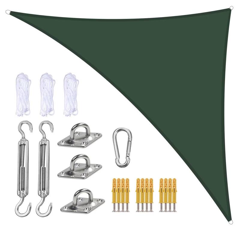 YUEKOPOU Gartensegel, Sonnensegel mit Seil, Sonnensegel mit Seil, dreieckiges Sonnensegel, Garten-Terrassen-Pool-Sonnensegel,(Dark Green,3x3x4.3m) von YUEKOPOU