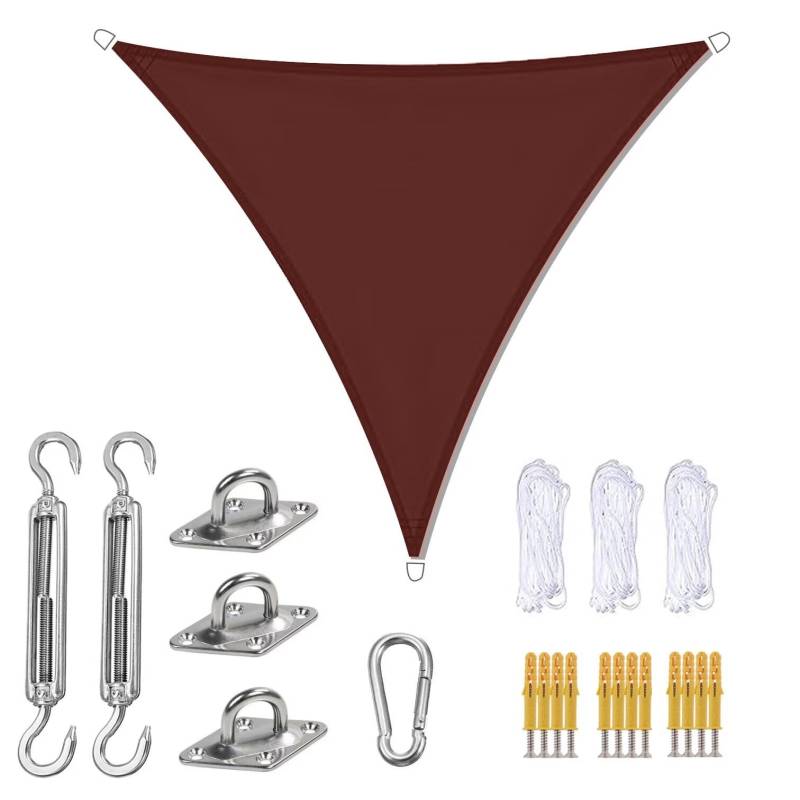 YUEKOPOU Gartensegel, Sonnensegel mit Seil, Sonnensegel mit Seil, dreieckiges Sonnensegel, Garten-Terrassen-Pool-Sonnensegel,(Iron Red,3x3x3m) von YUEKOPOU