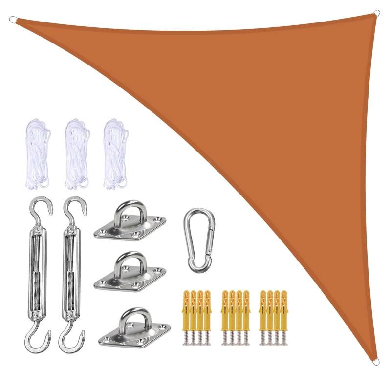 YUEKOPOU Gartensegel, Sonnensegel mit Seil, Sonnensegel mit Seil, dreieckiges Sonnensegel, Garten-Terrassen-Pool-Sonnensegel,(Orange,3x3x4.3m) von YUEKOPOU