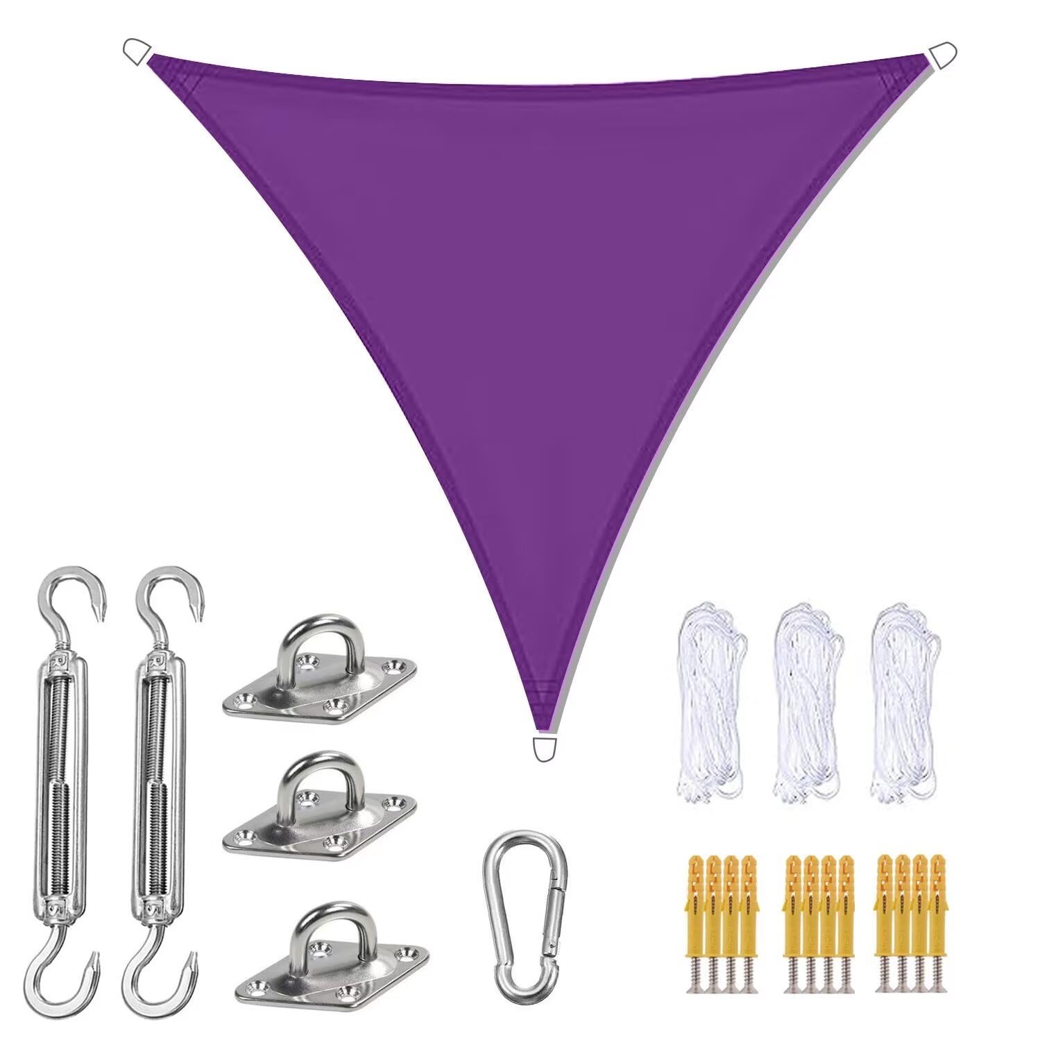 YUEKOPOU Gartensegel, Sonnensegel mit Seil, Sonnensegel mit Seil, dreieckiges Sonnensegel, Garten-Terrassen-Pool-Sonnensegel,(Purple,2.4x2.4x2.4m) von YUEKOPOU