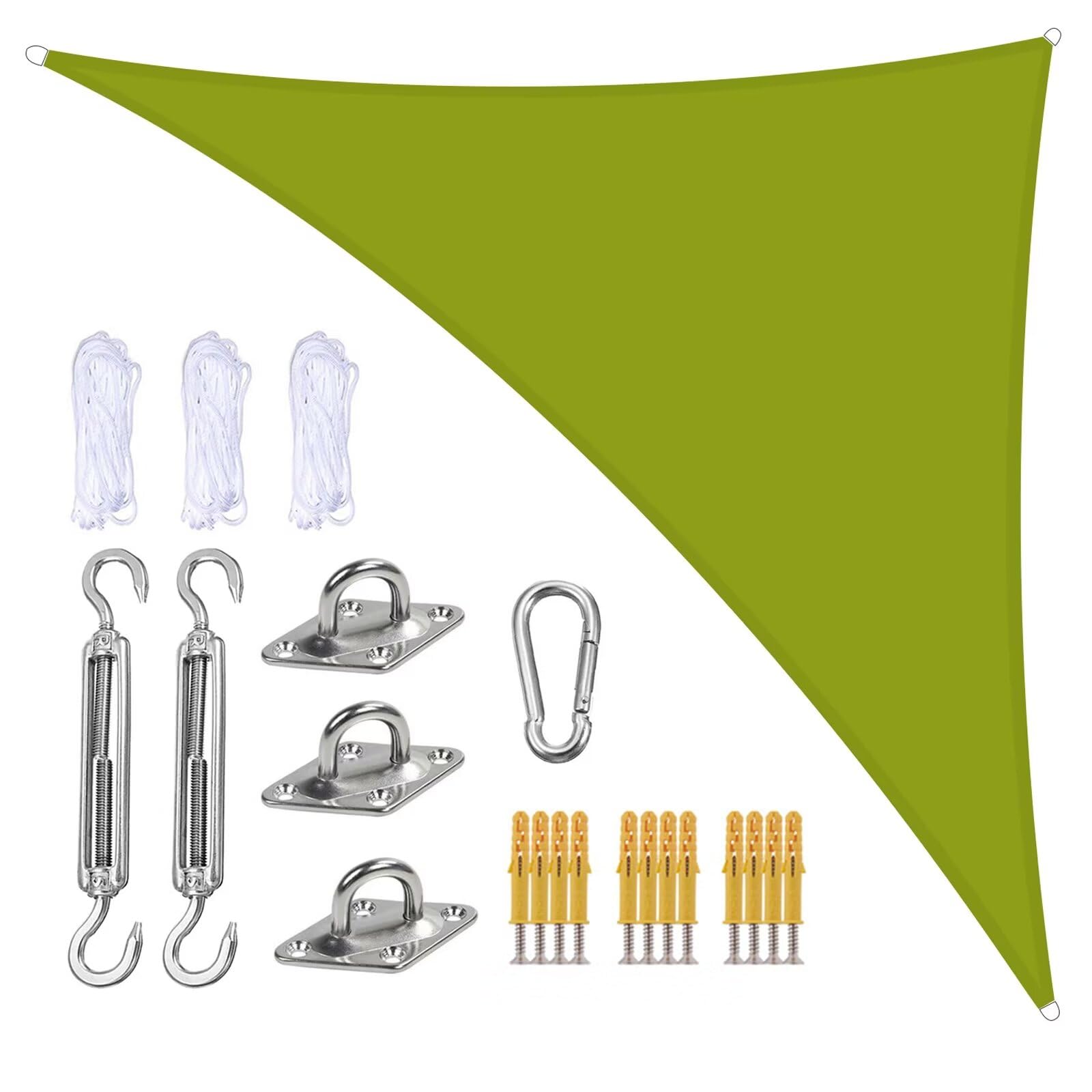 YUEKOPOU Gartensegel, Sonnensegel mit Seil, Sonnensegel mit Seil, dreieckiges Sonnensegel, Garten-Terrassen-Pool-Sonnensegel,(Yellow Green,3x3x4.3m) von YUEKOPOU