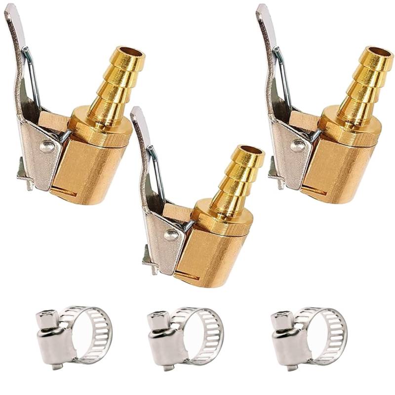 YUEMING 3 Stück Autoventil Hebelstecker 8mm Air Chuck Messing Reifen Füllnippel Ventilaufsatz Momentstecker Hebelstecker Auto Druckluft Ventilstecker für Alle Reifenventile mit Ventilgewinde von YUEMING