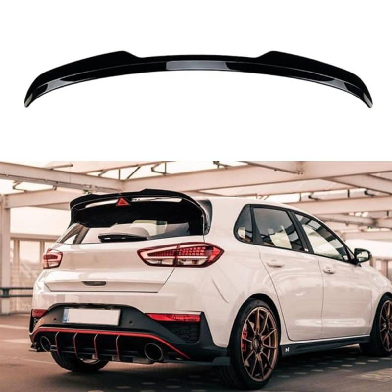 Automobil Heckspoiler Spoiler für Hyundai i30 i30N N Line MK3 2017-2023, Heckklappe mit hohem Kick-Wing-Lippenteil, glänzend schwarz von YUENAN2025