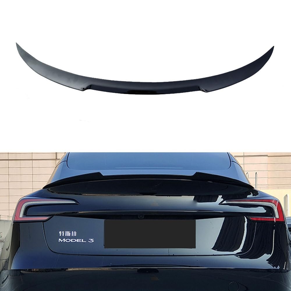 Automobil Heckspoiler Spoiler für Tesla Model 3 2023 2024, Heckklappe mit hohem Kick-Wing-Lippenteil, glänzend schwarz von YUENAN2025