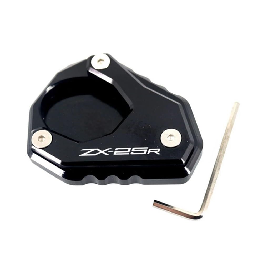 Seitenständer-Stützplatte Für KA&was&AKI ZX-25R ZX25R 2020-2023 Motorrad CNC Kickstand Fuß Seitenständer Verlängerung Pad Stützplatte Vergrößern Ständer(Black) von YUEVABDE