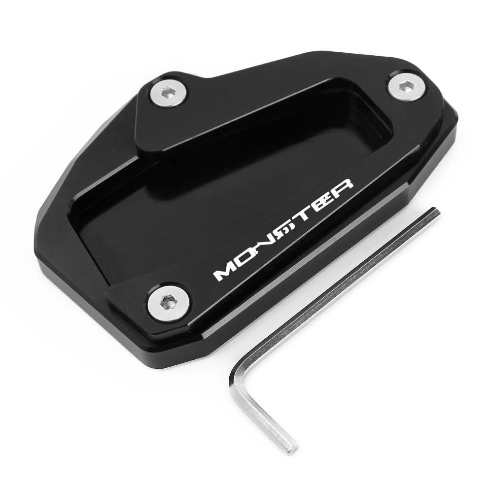 YUEVABDE Motorrad Seitenständerpolster Für D&UCATI Monster 937 2021-2023 Monster 1200 1200S 821 2014-2019 Kickstand Fußseite Verlängerung Pad Stützplatte Vergrößern Ständer(Black) von YUEVABDE