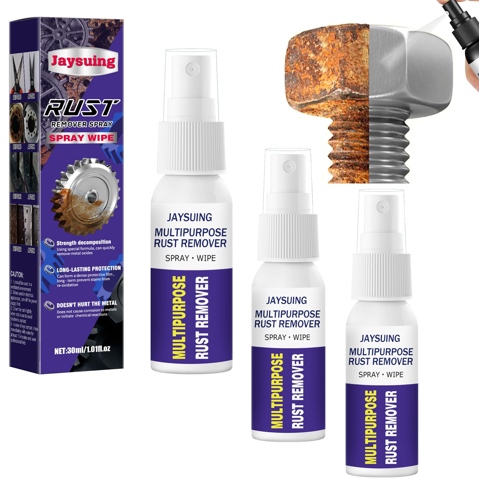 YUEYINGMG 3er-Pack Rostentferner-Spray – Mehrzweck-Rostentferner Rostentferner Rostentferner, Rostentferner, Sofortentferner, Spray, Autopflege, Reinigung, Rostentferner für Metallteile von YUEYINGMG