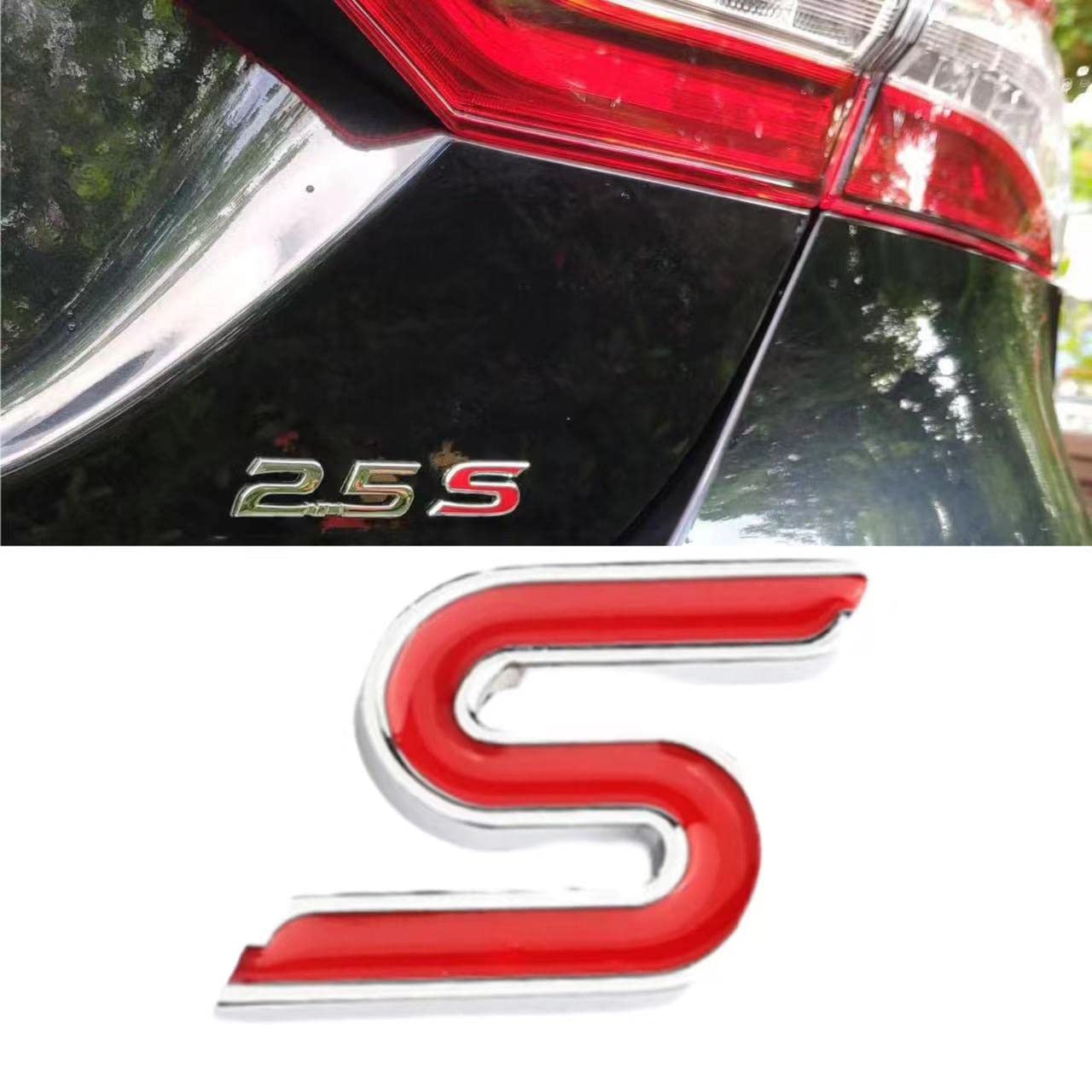 3D-Zinklegierung, S-Emblem, Auto, Heckklappe, Kofferraum, Limousine, geeignet, Aufkleber für Limousine (rot, silberfarben) von YUGEYE