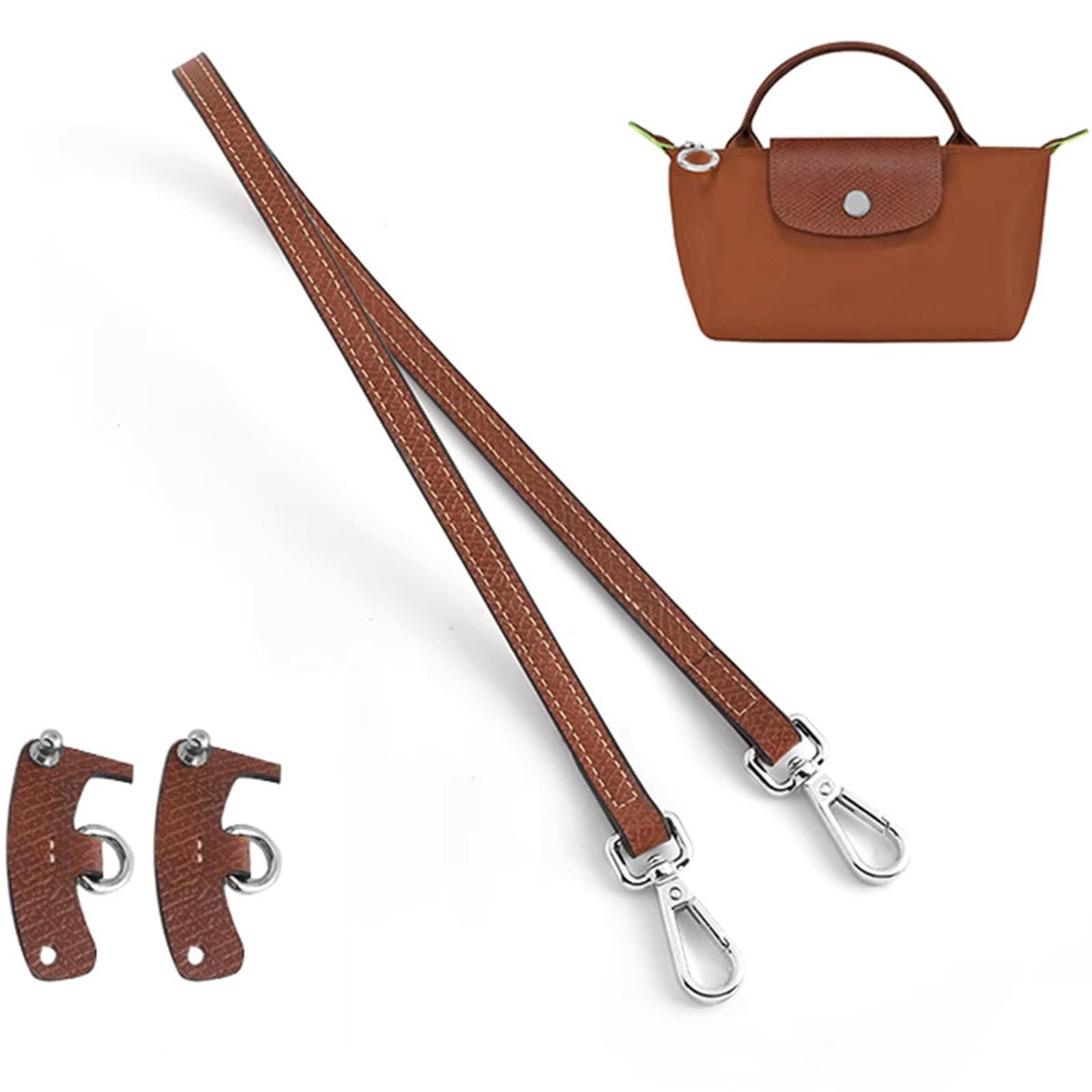 longchamp Schultergurt，Geldbörse Riemen Crossbody Verstellbarer Ersatz für Long champ Le Pliage Original Mini Pouch Strap (Braun-D) von YUHONLNOR