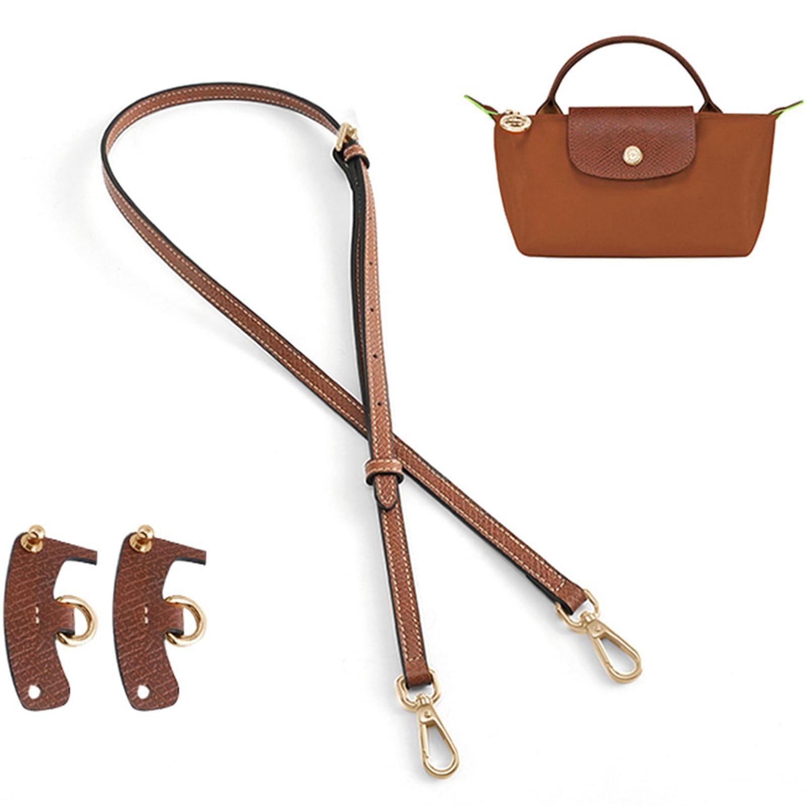 longchamp Schultergurt，Geldbörse Riemen Crossbody Verstellbarer Ersatz für Long champ Le Pliage Original Mini Pouch Strap (Brown) von YUHONLNOR