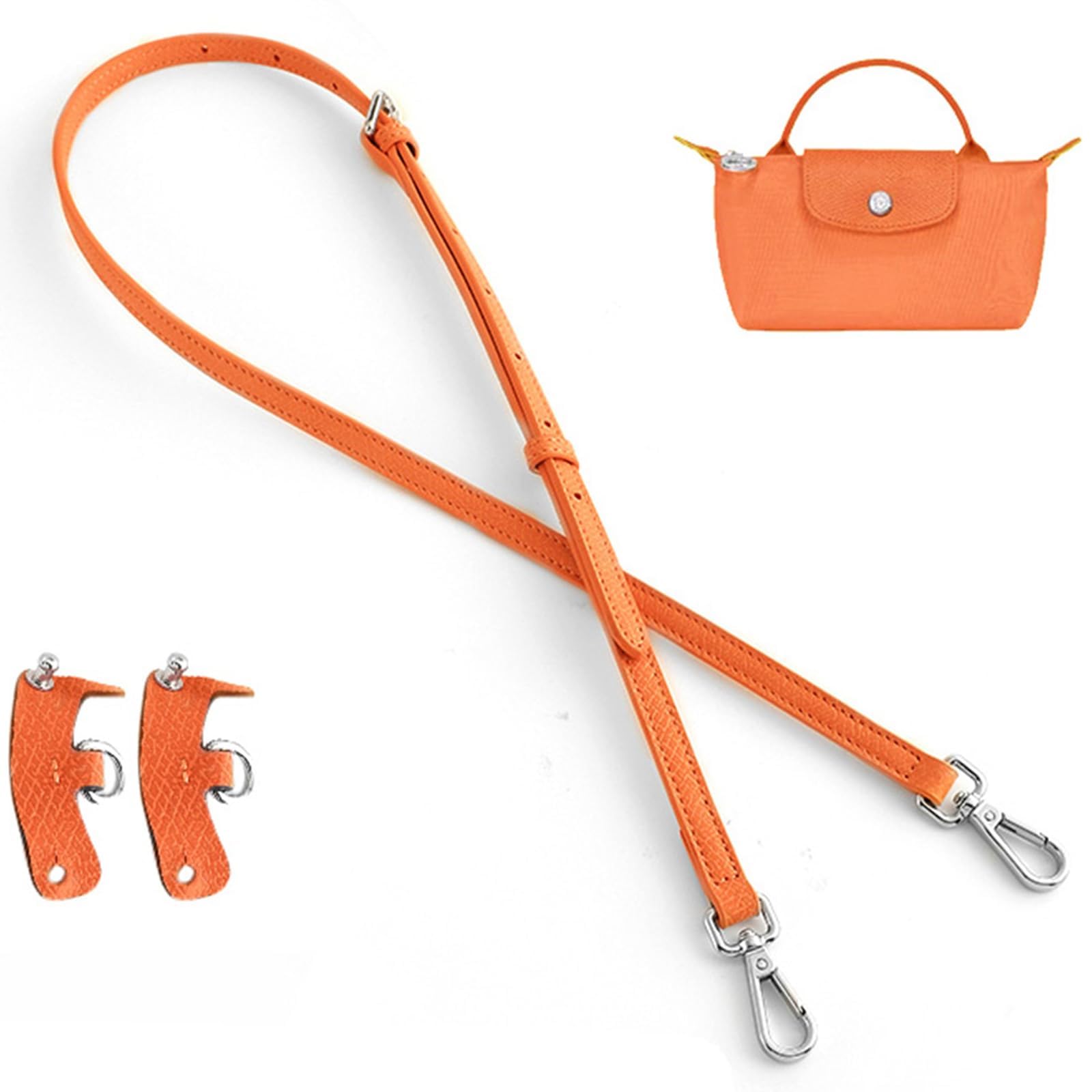 longchamp Schultergurt，Geldbörse Riemen Crossbody Verstellbarer Ersatz für Long Champ Le Pliage Original Mini Pouch Strap (Orange) von YUHONLNOR