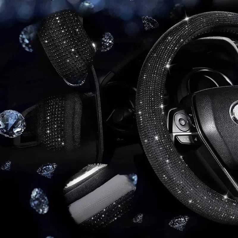 Auto-Lenkradabdeckung Sommer Diamant-besetzte Auto-Lenkradabdeckung elastische Innenseite geeignet für Lenkräder mit Durchmesser Auto-Lenkradschutz von YUIBFWQ