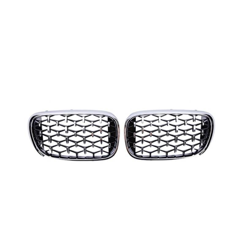 YULEGUDI Kühlergrill Passend 2 Stück Auto Front Bumpe Nierengrill Für BM&W Für 7 G11 G12 730i 740i 750i 740e 725d 730d 2015–2019 2020 Diamant-Stil Renngitter(Sliver) von YULEGUDI