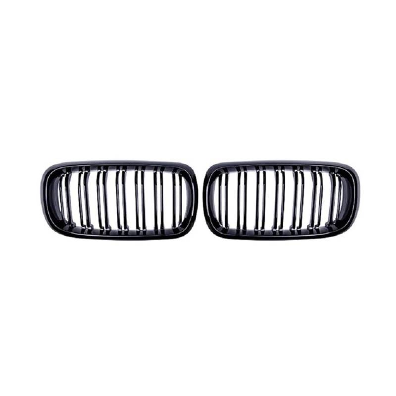 YULEGUDI Kühlergrill Passend Auto-Frontgrill Stoßstangengrill Nieren-Renngrill Doppellamellengrill Schwarz Glänzend Für BM&W Für X5 X6 F15 F16 2014–2018 ABS-Grill von YULEGUDI