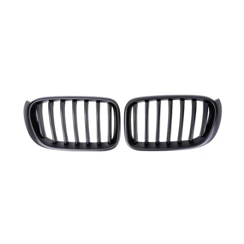 YULEGUDI Kühlergrill Passend Auto Frontstoßstange Nierengrill Renngrill Für BM&W Für X3 F25 X4 F26 2014 2015 2016 2017 Glänzend Schwarz Einzellamelle Ersatzgrills(Matt-schwarz) von YULEGUDI