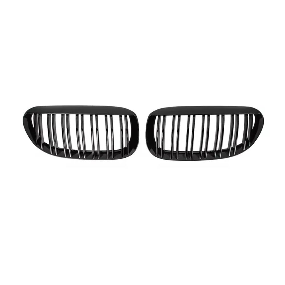 YULEGUDI Kühlergrill Passend Auto Frontstoßstange Nierengrill Schwarz Glänzend Doppellamellengrill Für BM&W Für 6er M6 E63 E64 630i 650i 645ci 2004-2010 ABS von YULEGUDI