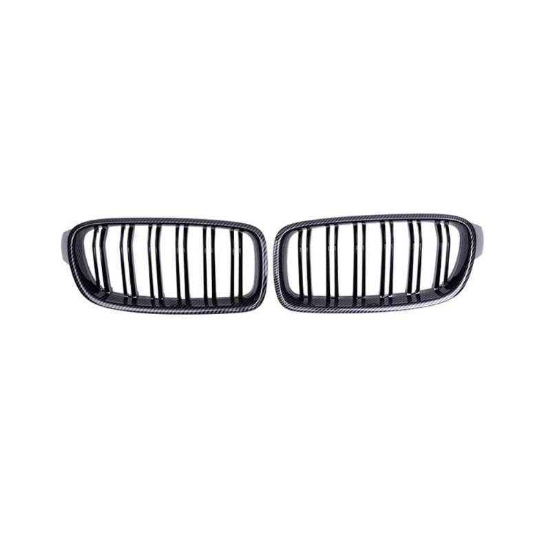 YULEGUDI Kühlergrill Passend Carbon Fiber Auto Front Stoßstangengrill Racing Grill Stil Auto Dual-Lamellen Gitter Für BM&W Für F30 F31 F35 3 Serie 2013-2017 2018 2019 von YULEGUDI