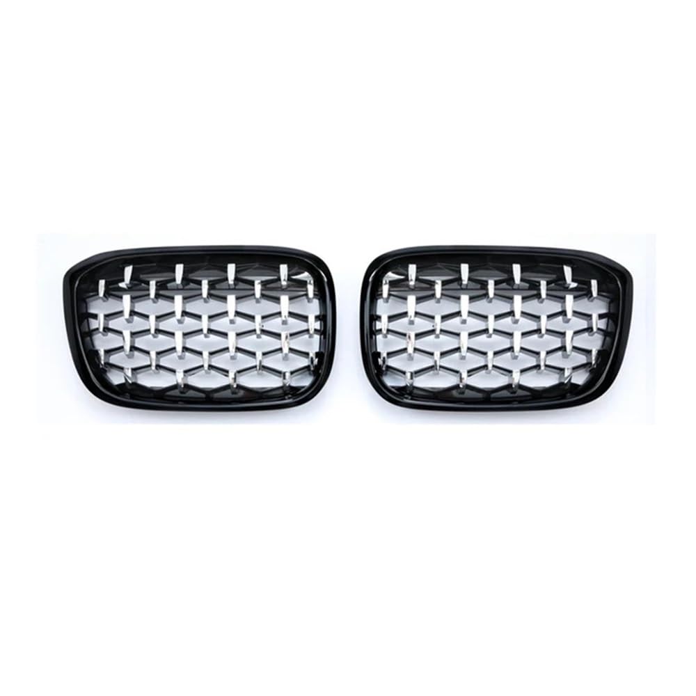 YULEGUDI Kühlergrill Passend Diamant Auto Front Stoßstange Grill Trim Racing Gitter Nieren Kühlergrill Glanz Schwarz 2 Stücke Für BM&W Für X3 G01 G08 X4 G02 2018 2019 2020(Silver and Black) von YULEGUDI