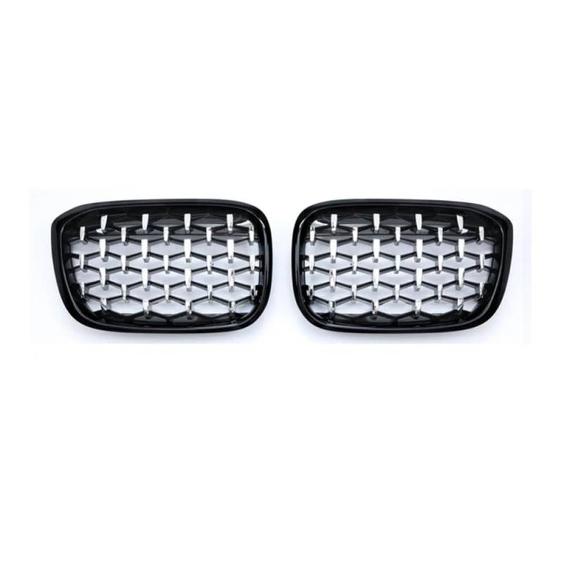 YULEGUDI Kühlergrill Passend Diamant Auto Front Stoßstange Grill Trim Racing Gitter Nieren Kühlergrill Glanz Schwarz 2 Stücke Für BM&W Für X3 G01 G08 X4 G02 2018 2019 2020(Silver and Black) von YULEGUDI