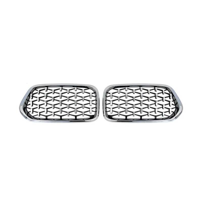 YULEGUDI Kühlergrill Passend Diamant Auto Front Stoßstange Nieren Kühlergrill Racing Grill Glanz Schwarz Gitter Grills Trim Für BM&W Für X2 F39 2018 2019 2020 2021 2022(Silver) von YULEGUDI