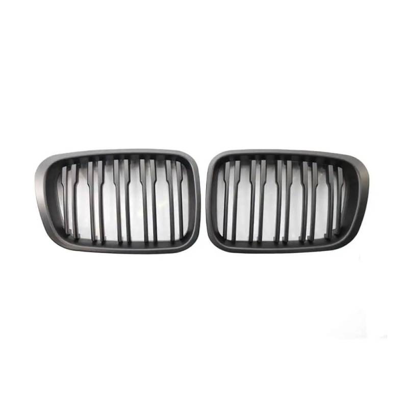 YULEGUDI Kühlergrill Passend Doppellinien-Stil Glänzend Schwarzer Frontnierengrill Lamellengrill Für BM&W Für E46 4 Türen 1998 1999 2000 2001 Auto-Styling(Mattschwarz) von YULEGUDI