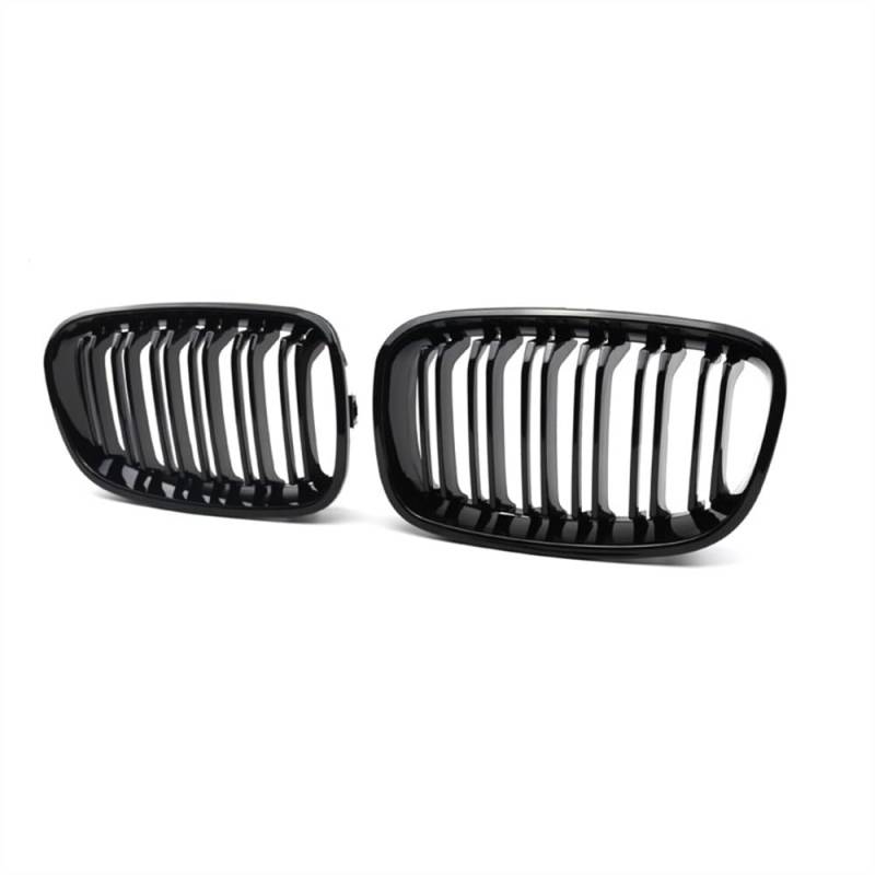 YULEGUDI Kühlergrill Passend Für BM&W 1er F20 F21 2011 2012 2013 2014 Auto-Frontstoßstange Nierengitter Racing Grills Ersatz Doppellamellen Glänzend Schwarze Gitter(Schwarz glänzend) von YULEGUDI