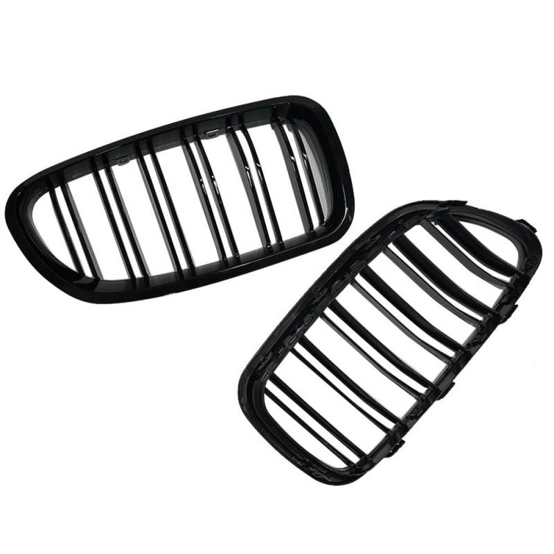 YULEGUDI Kühlergrill Passend Für BM&W 5 Series F10 F11 F18 520d 530d 540i 2010-2015 2016 2017 Auto Glänzend Schwarz Nierengrill Dual Lamellen Racing Grill Ersatzteil von YULEGUDI