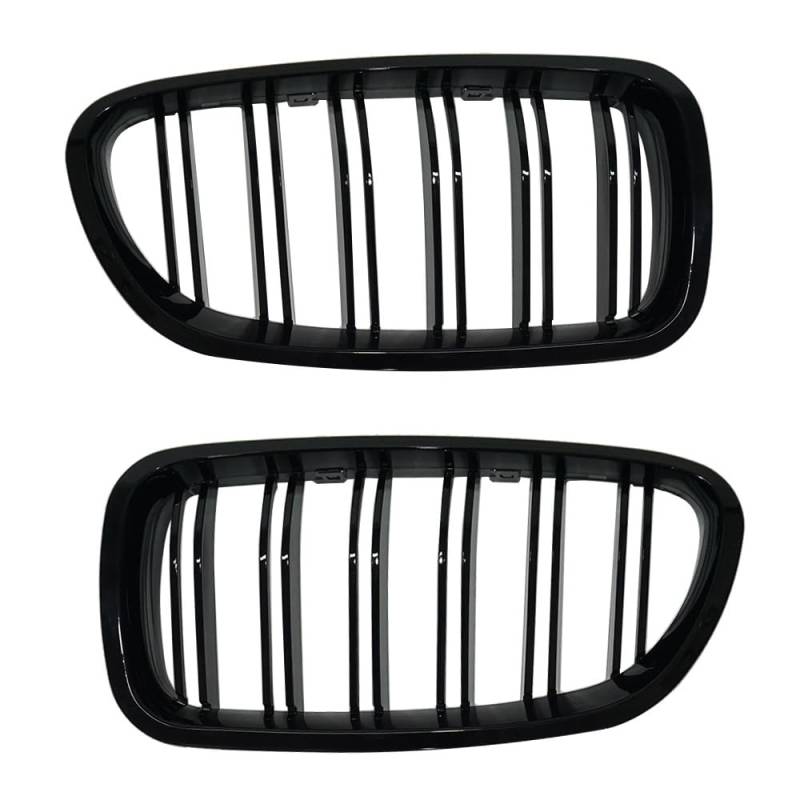 YULEGUDI Kühlergrill Passend Für BM&W 5 Series F10 F11 F18 520d 530d 540i 2010-2017 Auto Glänzend Schwarz Nierengrill Dual Lamellen Racing Grill Ersatzteil von YULEGUDI