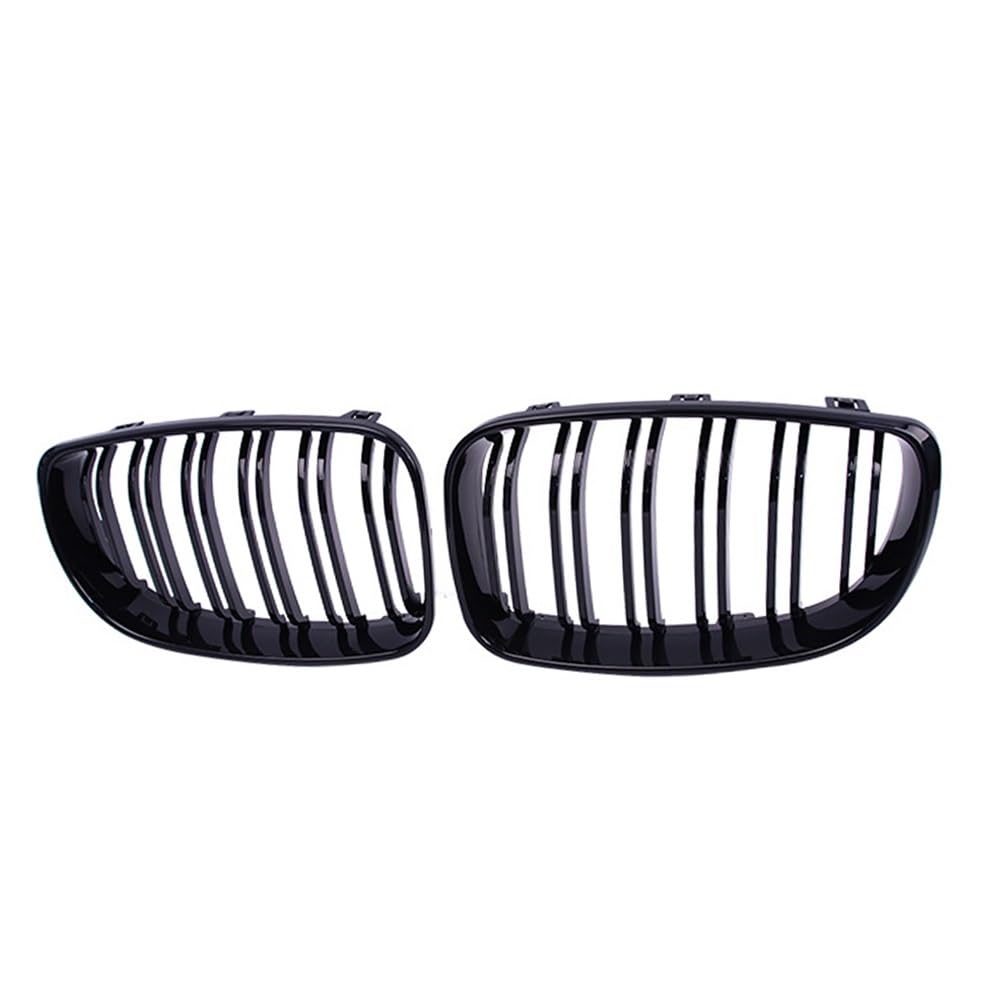 YULEGUDI Kühlergrill Passend Für BM&W E81 E87 E82 E88 128I 130I 135I 2007-2011 Auto Glänzend Schwarz Grill Vorne Niere Grille Dual Lamellen Doppel Linie Grills von YULEGUDI