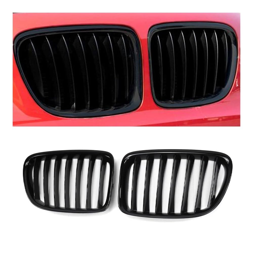 YULEGUDI Kühlergrill Passend Für BM&W Für X1 E84 2010 2011 2012 2013 2014 2015 Auto Front Stoßstangengrill Nierengrill Glänzend Schwarz Gitter Einzellamelle Racing Grills von YULEGUDI