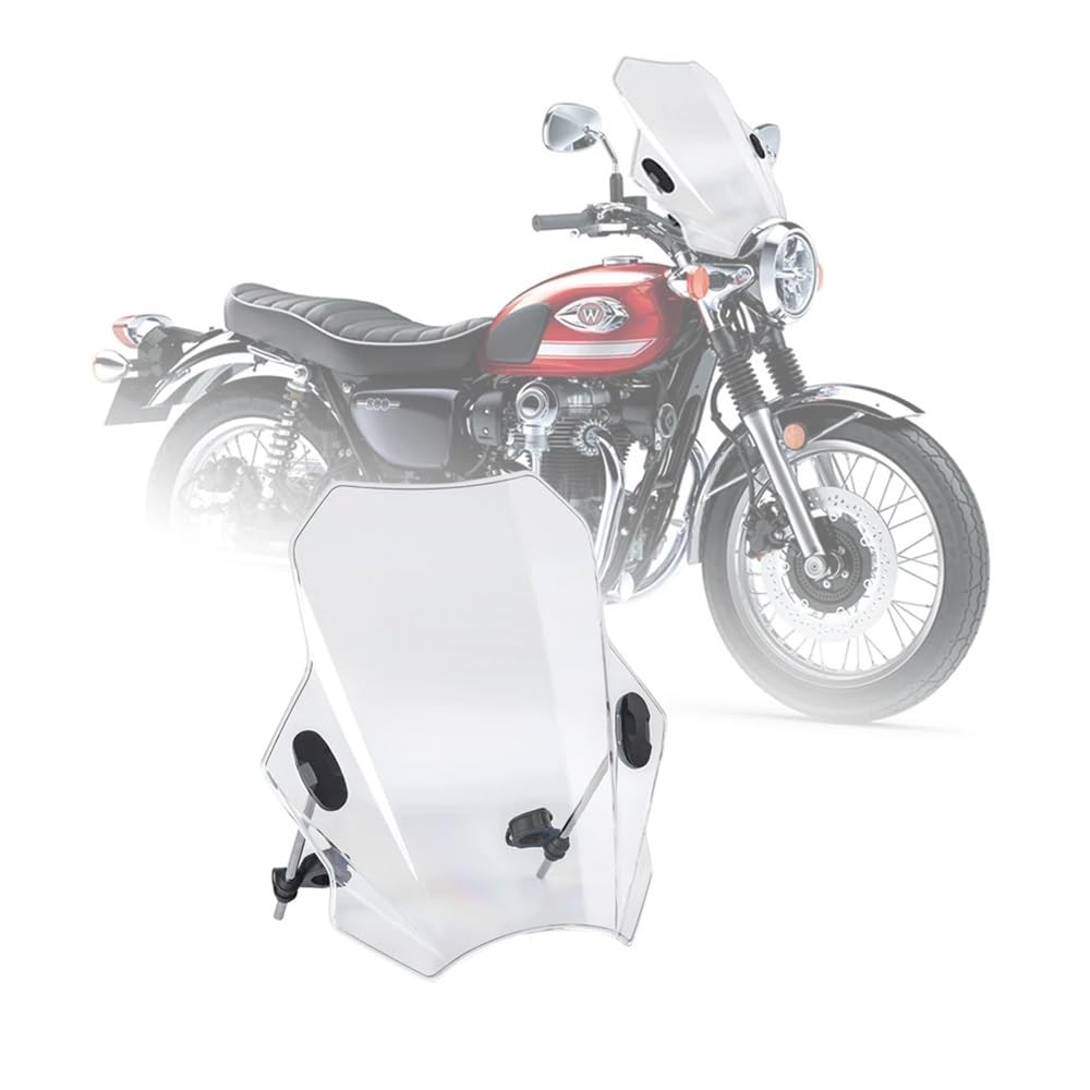 YULEGUDI Motorrad Windschild Für K&awasaki Für W800 Für W800SE Motorrad Einstellbare Windschutzscheibe Windschutzscheibe(Transparent) von YULEGUDI