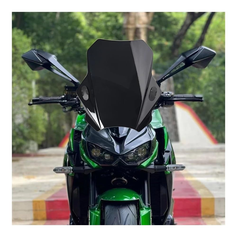 YULEGUDI Motorrad Windschild Für K&awasaki Für Z900 Z 900 Für Z650 Z 650 2019 2020 2021 2022 2023 2024 Motorrad Einstellbare Windschutzscheibe Universal(Black) von YULEGUDI