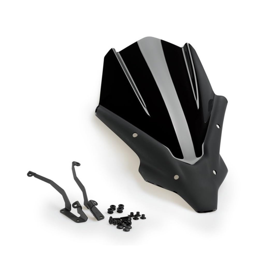 YULEGUDI Motorrad Windschild Motorrad Touring Windschutzscheibe Visier Schwarz Windschutzscheibe Für Y&amaha Für MT-07 Für MT07 Für FZ07 Für FZ-07 2021 2022 Double Bubble(Black) von YULEGUDI