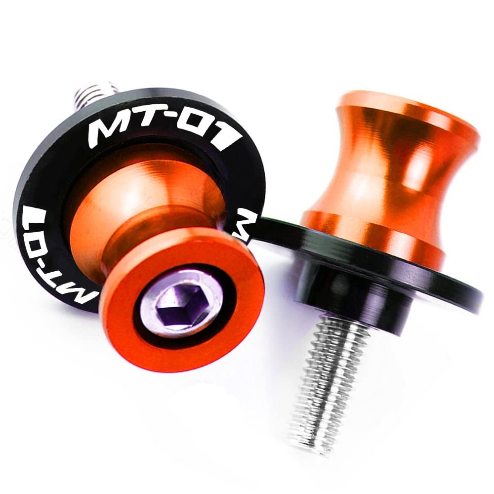 YULEGUDI Schwingenschutz Montageständer Für Y&amaha MT-01 MT01 2004 2005 2006 2007 2008 2009 Motorradständerschrauben 6mm 8mm 10mm Schwingenspulenschieberständerschrauben(Orange,6mm) von YULEGUDI