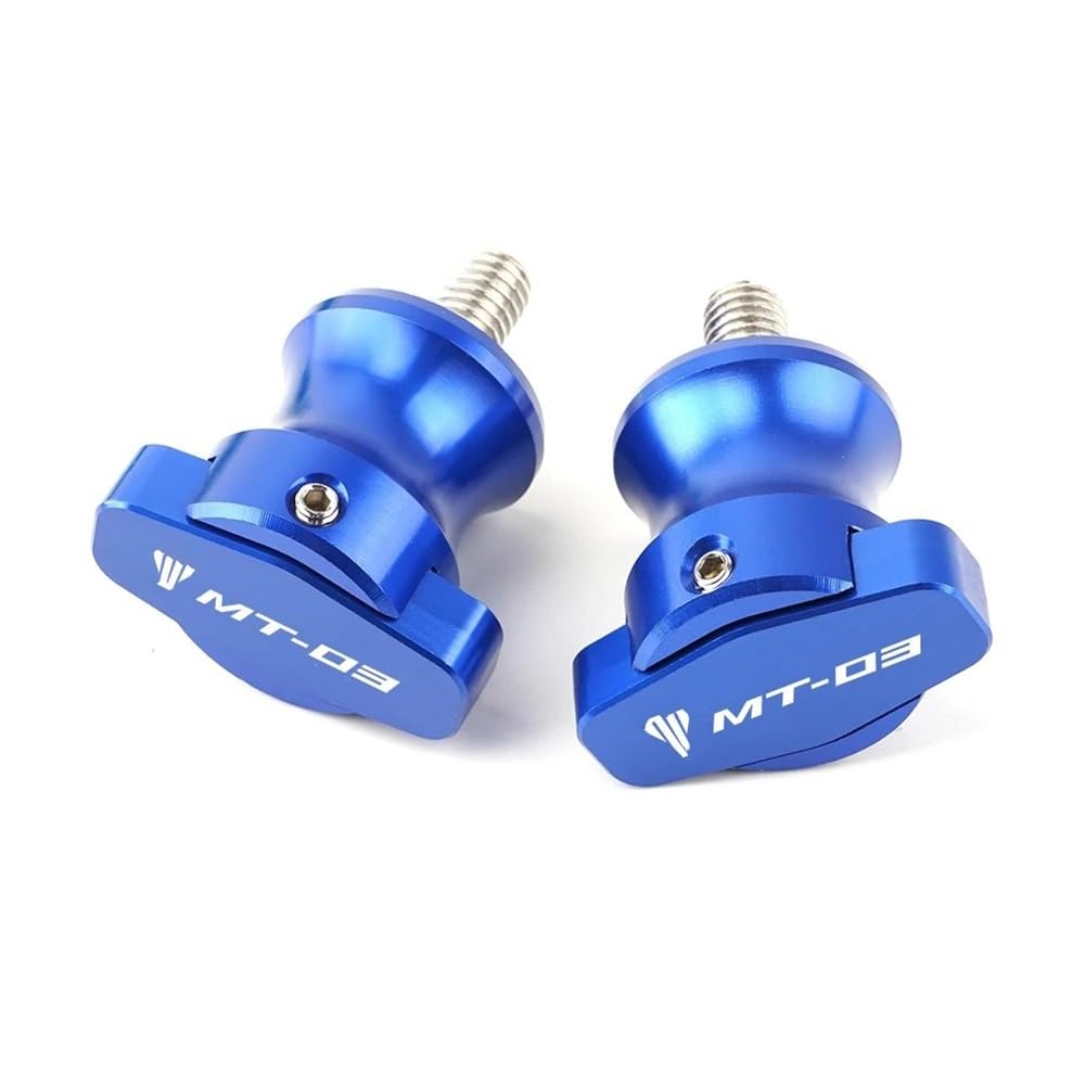 YULEGUDI Swing Arm Spulen 1 Paar Motorrad Schwinge Spulen Sliders Rahmen Steht 6MM Schrauben Für Y&amaha Für MT03 Für MT-03 Für MT 03 2005-2020(Blue) von YULEGUDI