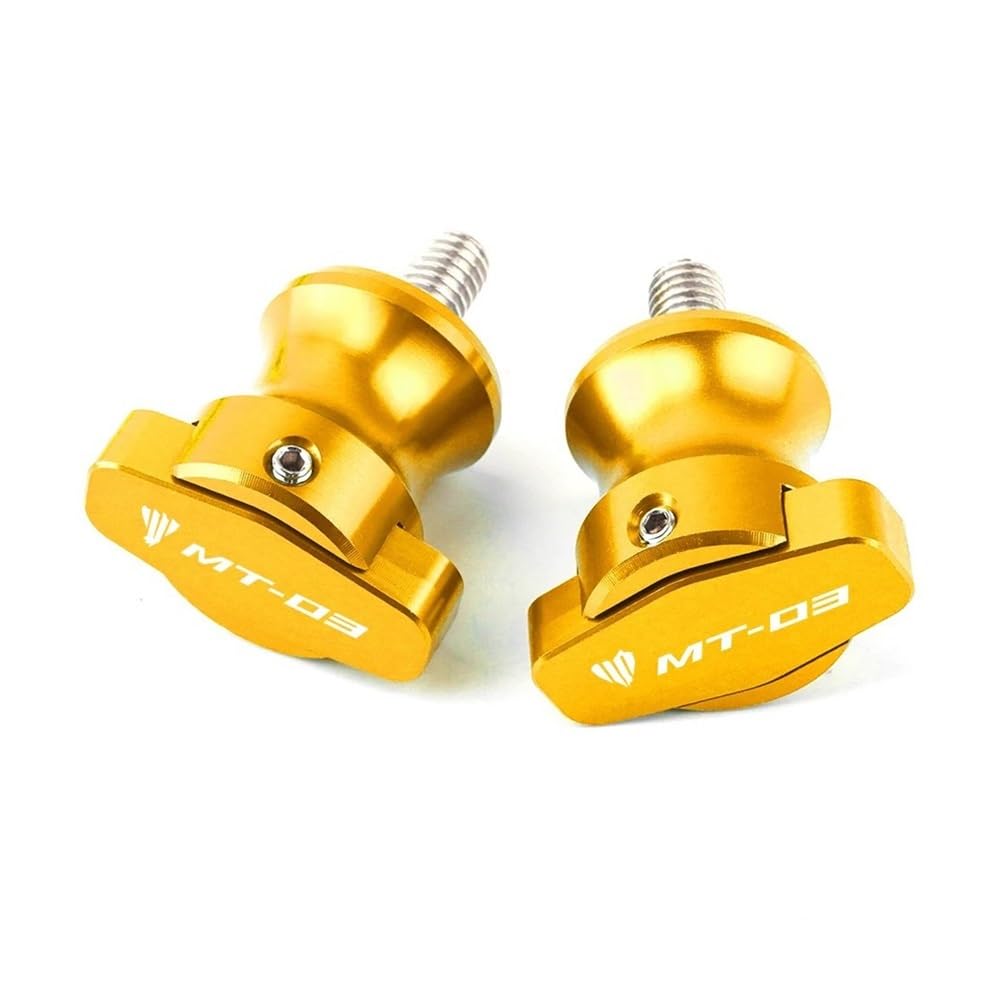 YULEGUDI Swing Arm Spulen 1 Paar Motorrad Schwinge Spulen Sliders Rahmen Steht 6MM Schrauben Für Y&amaha Für MT03 Für MT-03 Für MT 03 2005-2020(Gold) von YULEGUDI