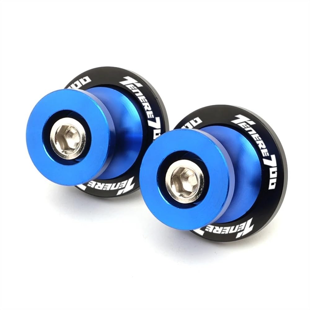 YULEGUDI Swing Arm Spulen 6MM Motorrad CNC Schwinge Spool Slider Stand Schrauben Für Y&amaha Für Tenere 700 Für Tenere700 T7 Rally Edition 2022 2023(Blue) von YULEGUDI