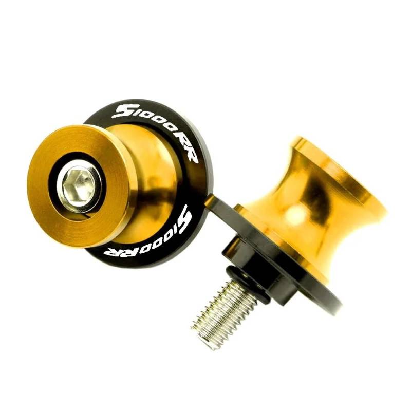 YULEGUDI Swing Arm Spulen Für BM&W Für S1000 RR Für S1000RR Für S1000 RR 2009-2021 Motorrad CNC Aluminium 8mm Schwinge Spool Slider Stand Schrauben(Gold) von YULEGUDI