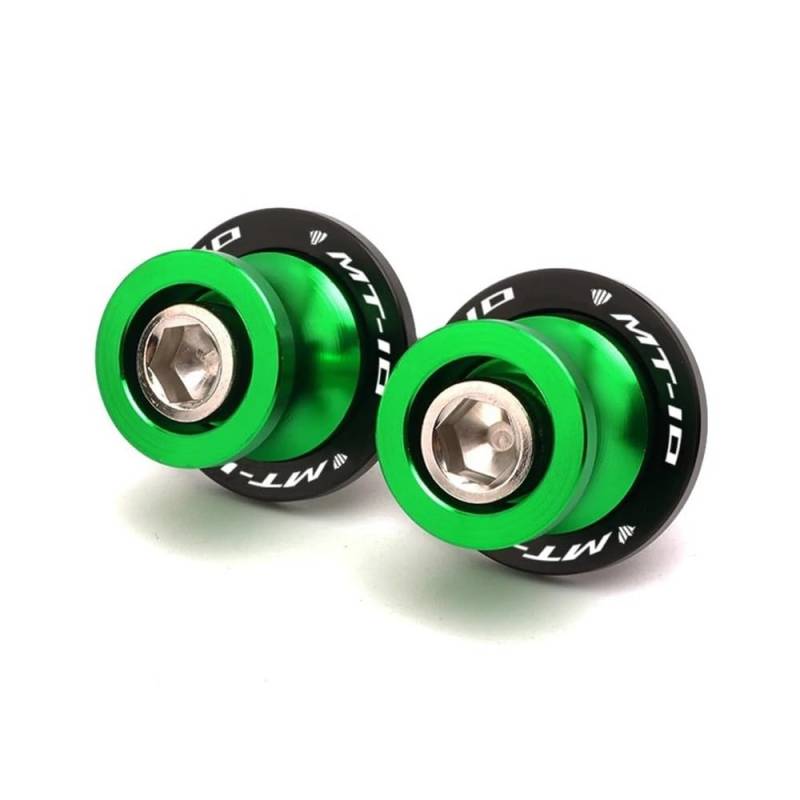 YULEGUDI Swing Arm Spulen Für Y&amaha Für MT03 Für MT09 Für MT10 Für MT 03 09 10 Motorrad Schwinge Spulen Sliders Stand Schrauben 6MM Schwinge Arm(MT10 Green) von YULEGUDI