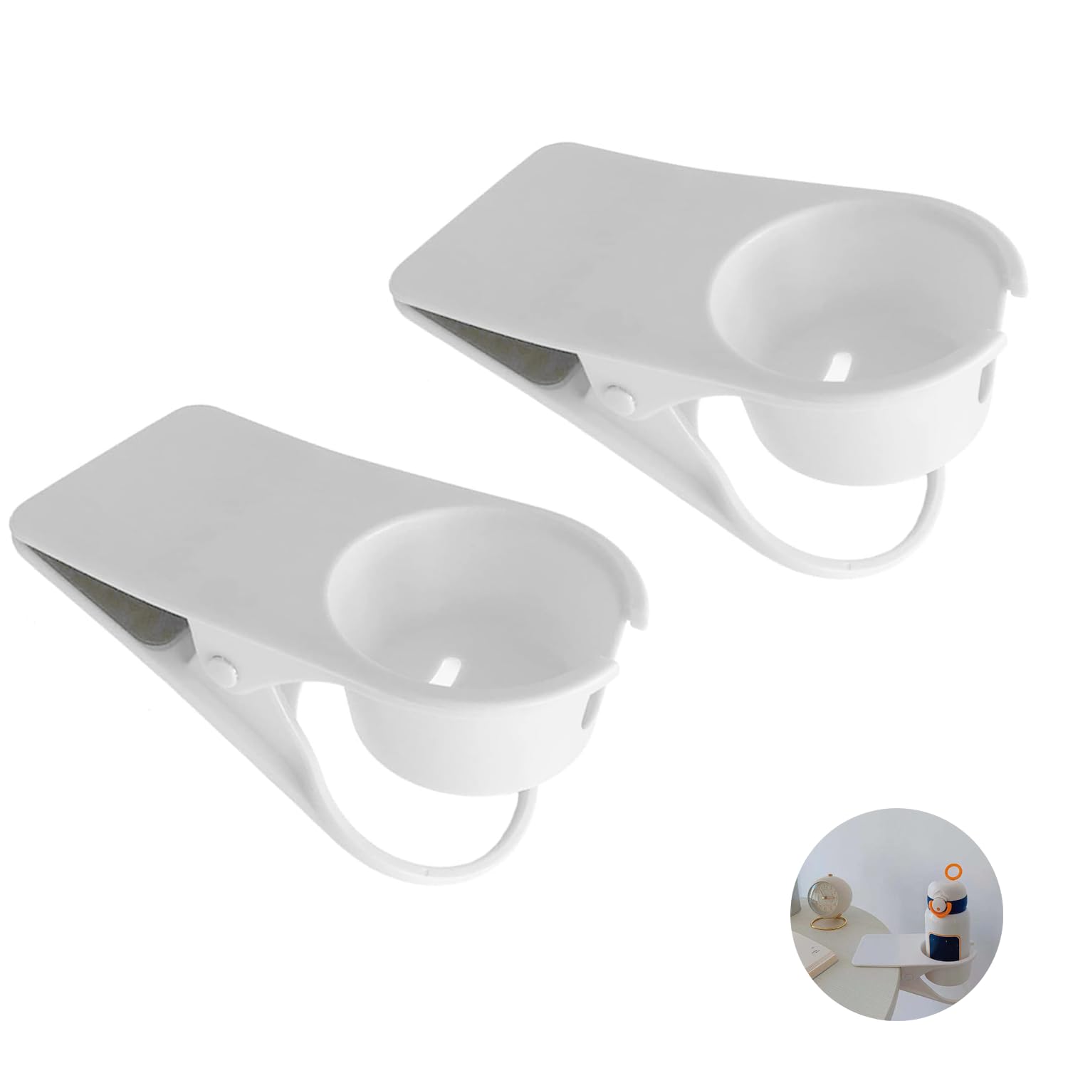 2 Stück Becherhalter Schreibtisch Side Clip, Trinkbecherhalter Clip, Becherhalter Cup Clip, Getränkehalter für Zuhause, Büro, Tisch, Schreibtisch, mit großem Clip, für Wasser, Getränke, Kaffee, Tasse von YULIAO