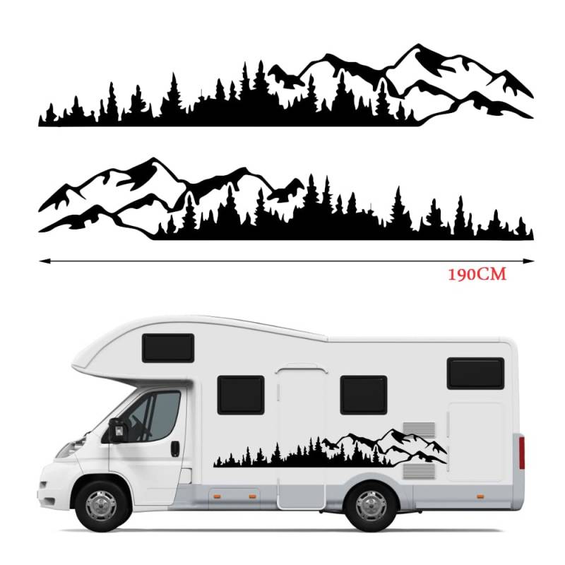 YULLING Vinyl-Autoaufkleber, Motiv: Bergbaum, Wald, Dekoration, Aufkleber, Karosserie-Aufkleber und Aufkleber, Vinyl-Grafik für Auto, SUV, Wohnmobil, Anhänger, 2 Stück von YULLING