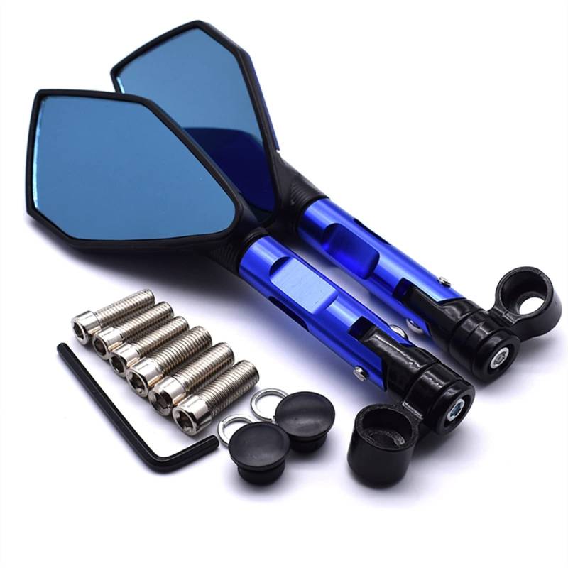 Spiegel Motorbik Motorrad Universal 8mm 10mm Aluminium CNC Rückspiegel Für RC8 / R 1290 Super R 990 690 200 390 125 Etc Motorrad-Seitenspiegel(Blu) von YUNDVLT