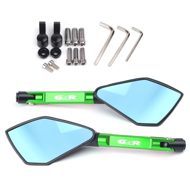 Spiegel Motorbik Universal-Motorradspiegel CNC-Seitenspiegel, Blau, Blendfrei, Für SU@ZUK*I GSR400 GSR600 GSR750 GSR 600 400 750 Motorrad-Seitenspiegel(Green-Big) von YUNDVLT