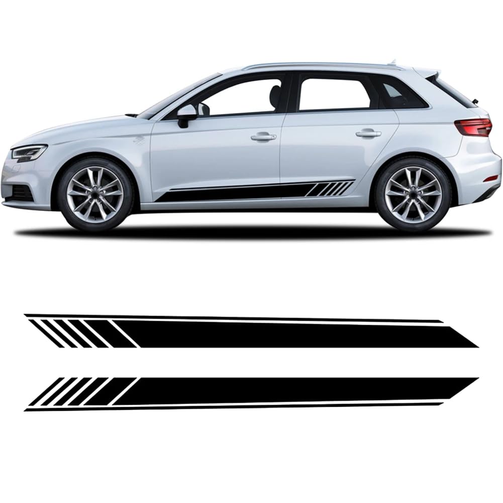 2 Stück Rennsport Autotür Seitenstreifen Rockaufkleber Carbonfaser-Vinyl-Aufkleber, für Audi A3 S3 RS3 Sportback Zubehör von YUNKEN