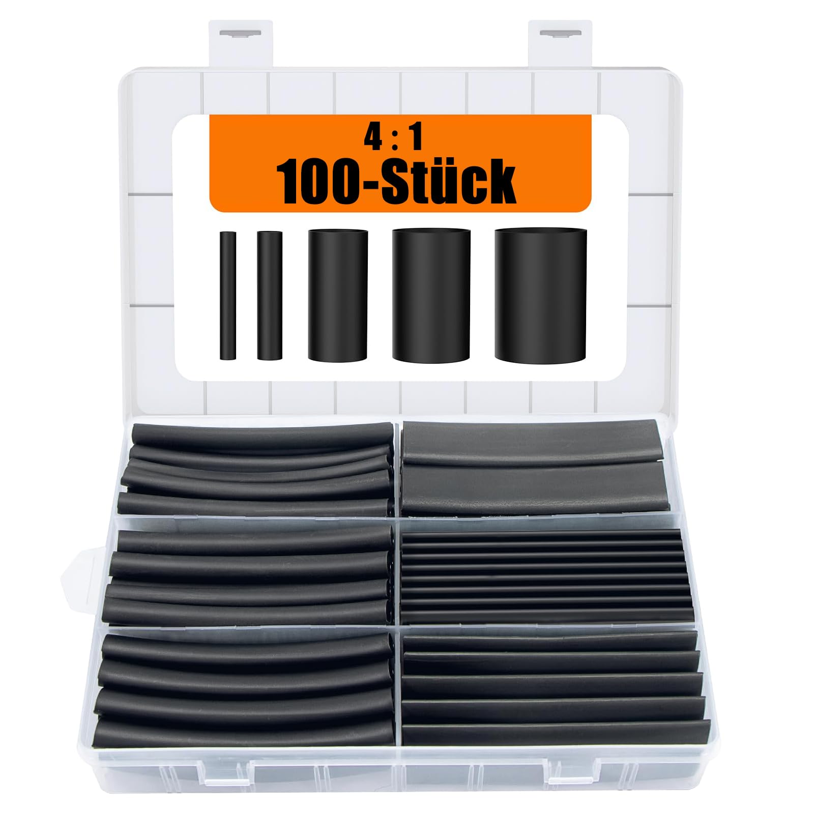 100 Pcs Schrumpfschlauch Set mit Kleber, 5 Größen Heat Shrink Tube, Schrumpfschlauch Wasserdicht, Schrumpfschlauch Set, Schrumpfschlauch Kabelmuffe, für Elektrische Isolierung und Kabelverbinder von YUNXCNA